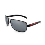 Prada Sport // Men's Square PS54IS-1AB2F2 Polarized Sunglasses // Black + Gray