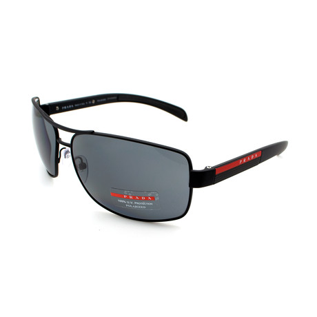 Prada Sport // Men's PS54IS-DG05Z1 Rectangular Polarized Sunglasses // Black + Gray