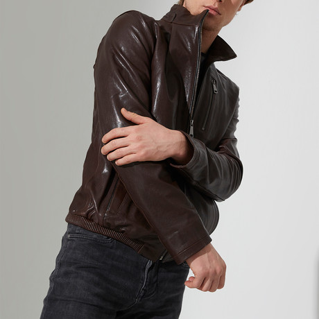 Burhaniye Leather Jacket // Brown (S)