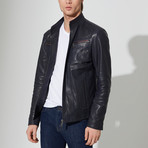 Suluova Leather Jacket // Navy Blue (XL)