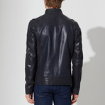 Ayvalik Leather Jacket // Navy Blue (XL)