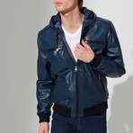 Dilovasi Leather Jacket // Dark Blue (XL)
