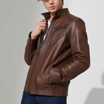 Bucak Leather Jacket // Brown (3XL)
