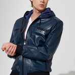 Dilovasi Leather Jacket // Dark Blue (3XL)