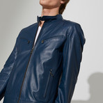 Kozlu Leather Jacket // Dark Blue (3XL)