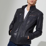 Suluova Leather Jacket // Navy Blue (2XL)