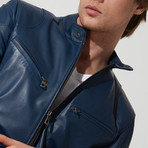 Kozlu Leather Jacket // Dark Blue (3XL)