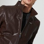 Burhaniye Leather Jacket // Brown (XL)