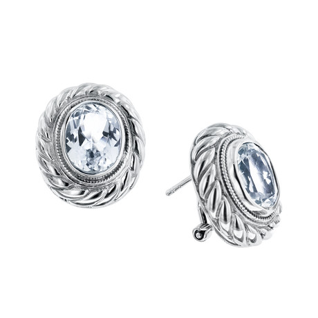 Rhodium SS Earrings // White Topaz