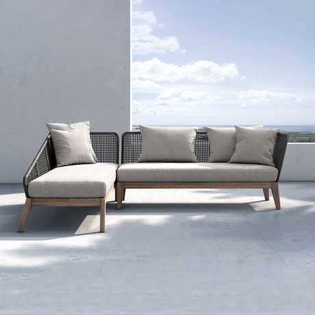 Netta Outdoor Sectional Sofa // Feather Gray Fabric (Left-Facing)