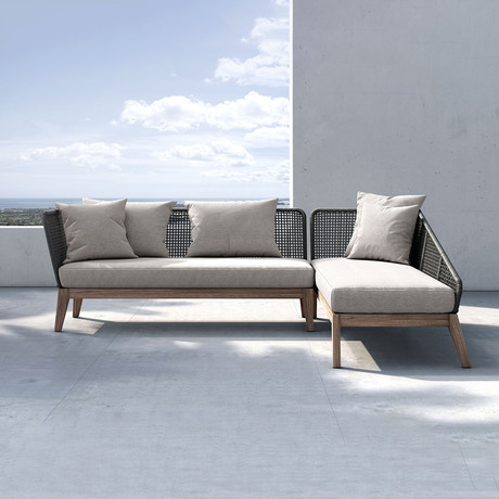 Netta Outdoor Sectional Sofa // Feather Gray Fabric (Right Facing)