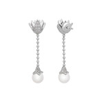 Assael 18k White Gold Diamond + Japanese Akoya Pearl Earrings