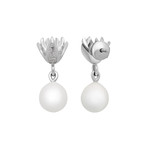 Assael Julie Parker 18k White Gold Diamond + South Sea Pearl Earrings
