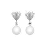 Assael Julie Parker 18k White Gold Diamond + South Sea Pearl Earrings