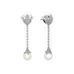 Assael 18k White Gold Diamond + Japanese Akoya Pearl Earrings