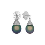 Assael 18k White Gold Diamond + Tahitian Pearl Earrings II