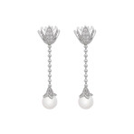 Assael 18k White Gold Diamond + Japanese Akoya Pearl Earrings