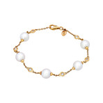 Assael 18k Yellow Gold Diamond + Japanese Akoya Pearl Bracelet