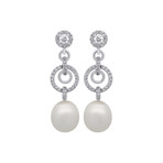 Assael 18k White Gold Diamond + South Sea Pearl Earrings II