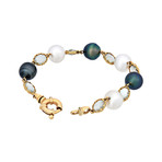 Assael 18k Yellow Gold Moonstone + South Sea Pearl + Tahitian Pearl Bracelet