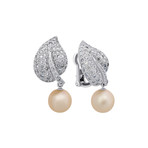 Assael 18k White Gold Diamond + Freshwater Pearl Earrings I