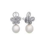 Assael 18k White Gold Diamond + South Sea Pearl Earrings VI