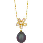 Assael 18k Yellow Gold Diamond + Tahitian Pearl Necklace