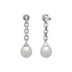 Assael 18k White Gold Diamond + South Sea Pearl Earrings V