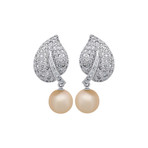 Assael 18k White Gold Diamond + Freshwater Pearl Earrings I