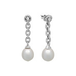 Assael 18k White Gold Diamond + South Sea Pearl Earrings V