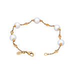 Assael 18k Yellow Gold Diamond + Japanese Akoya Pearl Bracelet