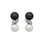 Assael 18k White Gold Diamond Tahitian Pearl + South Sea Pearl Earrings