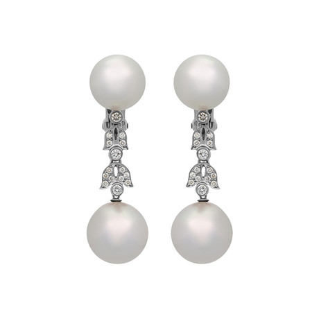 Assael 18k White Gold Diamond + South Sea Pearl Earrings III