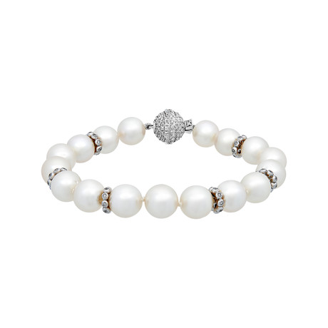 Assael 18k White Gold Diamond + South Sea Pearl Bracelet