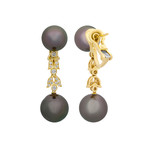 Assael 18k Yellow Gold Diamond + Tahitian Pearl Earrings I