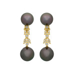Assael 18k Yellow Gold Diamond + Tahitian Pearl Earrings I