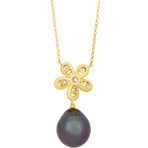 Assael 18k Yellow Gold Diamond + Tahitian Pearl Necklace