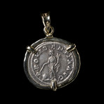 Roman Silver Coin in Gold Pendant