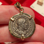 Roman Silver Coin in Gold Pendant