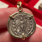 Roman Silver Coin in Gold Pendant