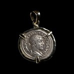 Roman Silver Coin in Gold Pendant