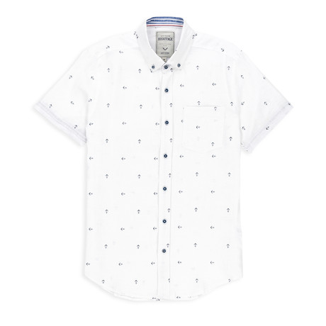 Anchor Print Sport Shirt // White (S)