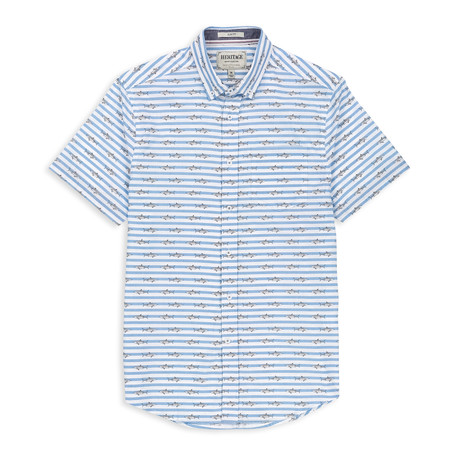 Shark Stripe Print Sport Shirt // Blue (S)