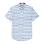 Shark Stripe Print Sport Shirt // Blue (L)