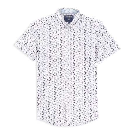 Microtouch Stretch Heron Print Sport Shirt // White (S)