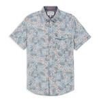 Stretch Floral Print Sport Shirt // Blue (XL)