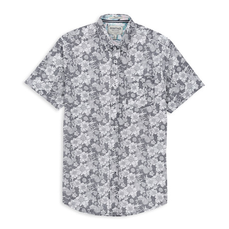 Tropical Print Sport Shirt // Navy (S)