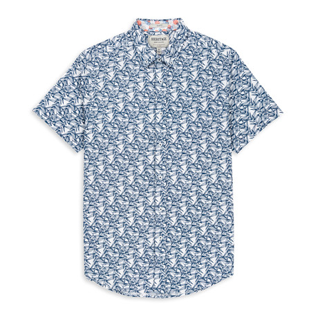 Leaves Print Sport Shirt // Navy (S)