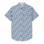 Leaves Print Sport Shirt // Navy (XL)