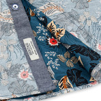 Stretch Floral Print Sport Shirt // Blue (XL)